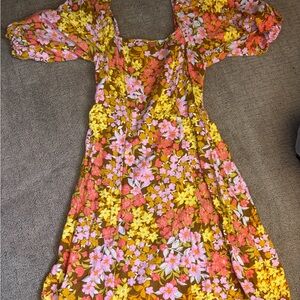 Billabong Floral Dress with Pink and Yellow Accents
